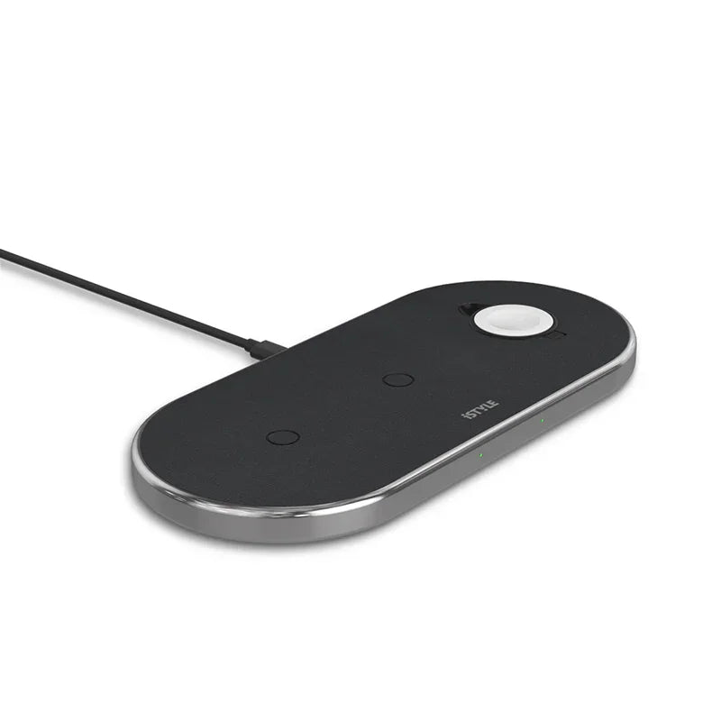 ISTYLE Wireless Charging Base 3in1 black PU leather- space grey - iSTYLE RS