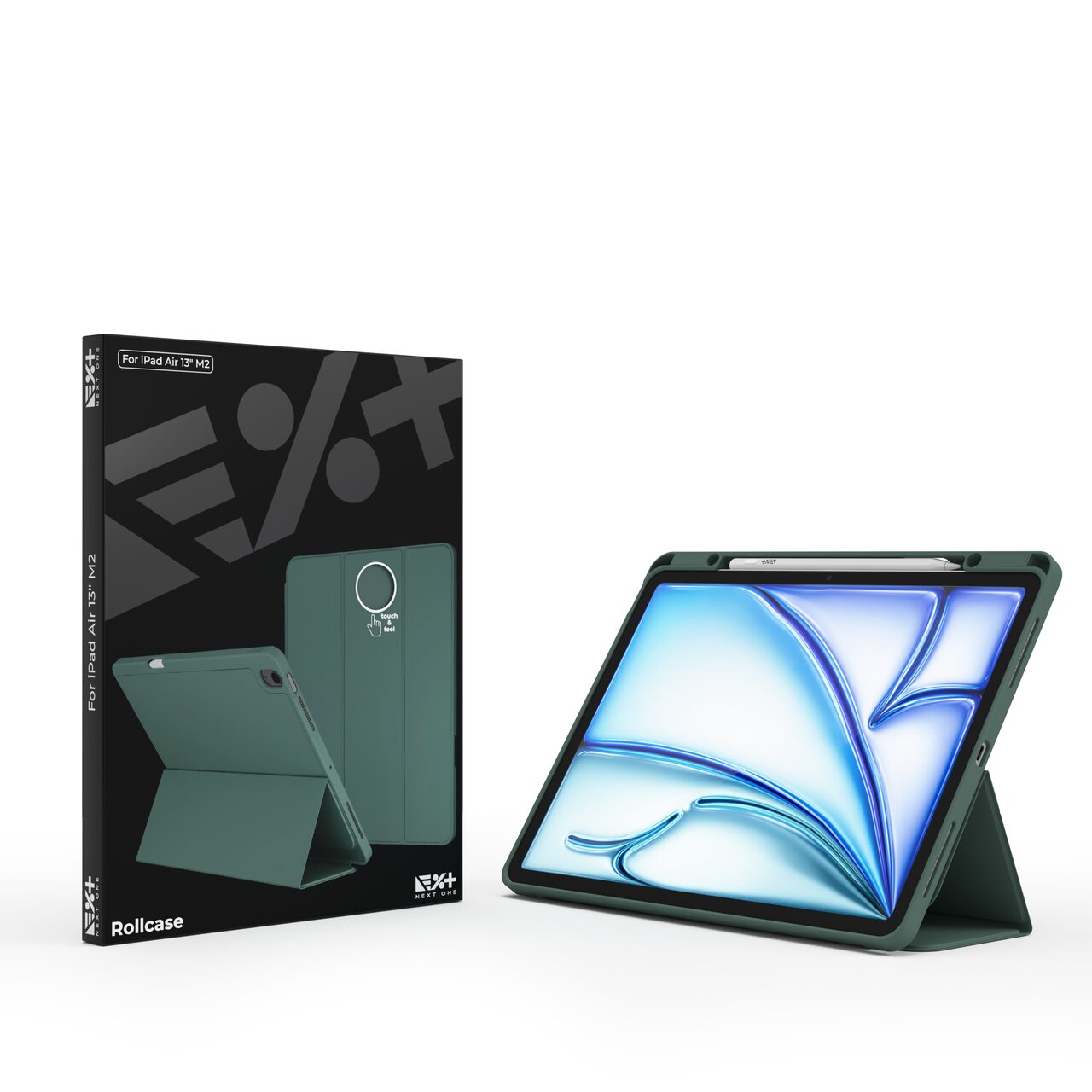 Husa de protectie Next One Rollcase pentru iPad Air 13 M2, cu suport pentru stilou, Verde - iSTYLE RS