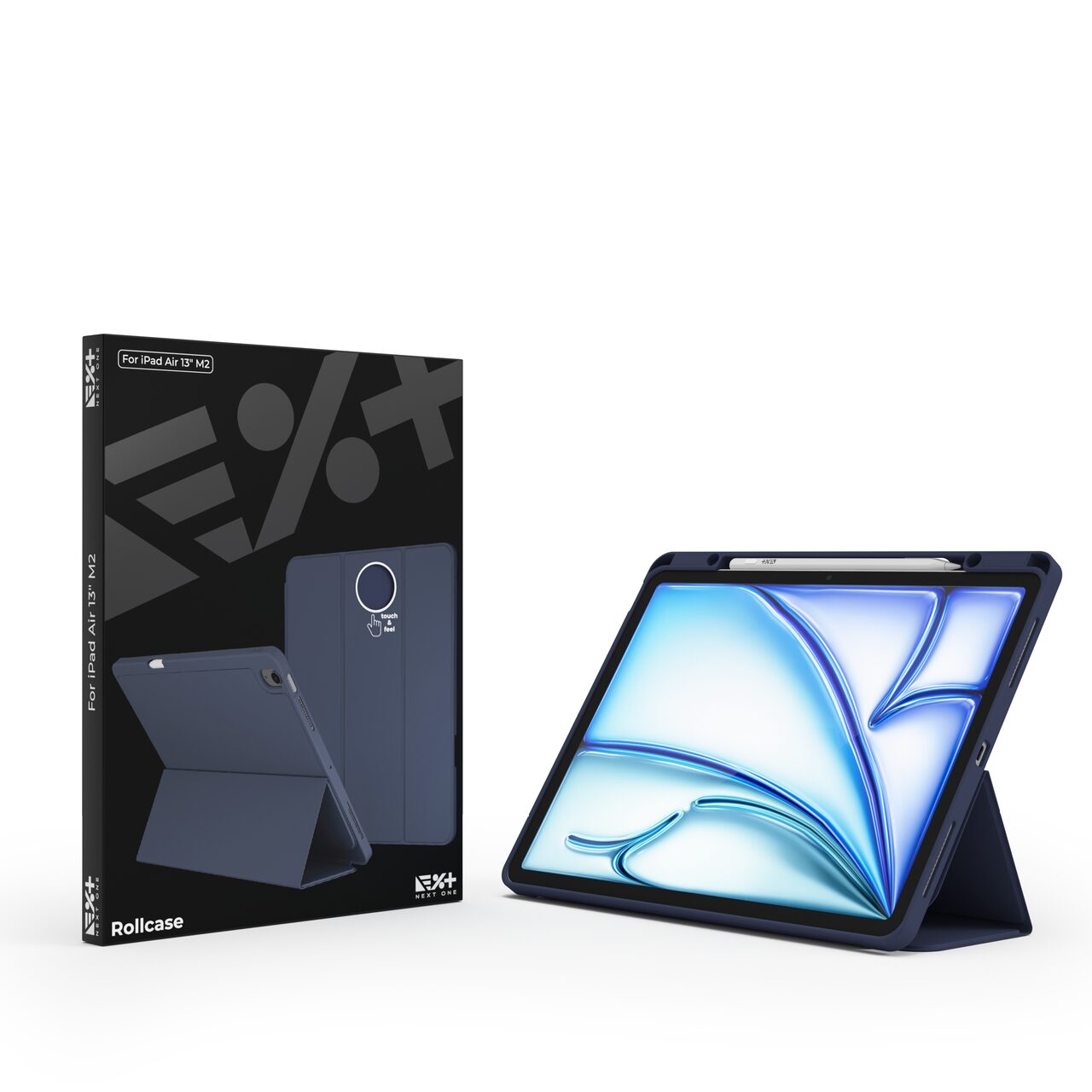Husa de protectie Next One Rollcase pentru iPad Air 13 M2, cu suport pentru stilou, Albastru - iSTYLE RS