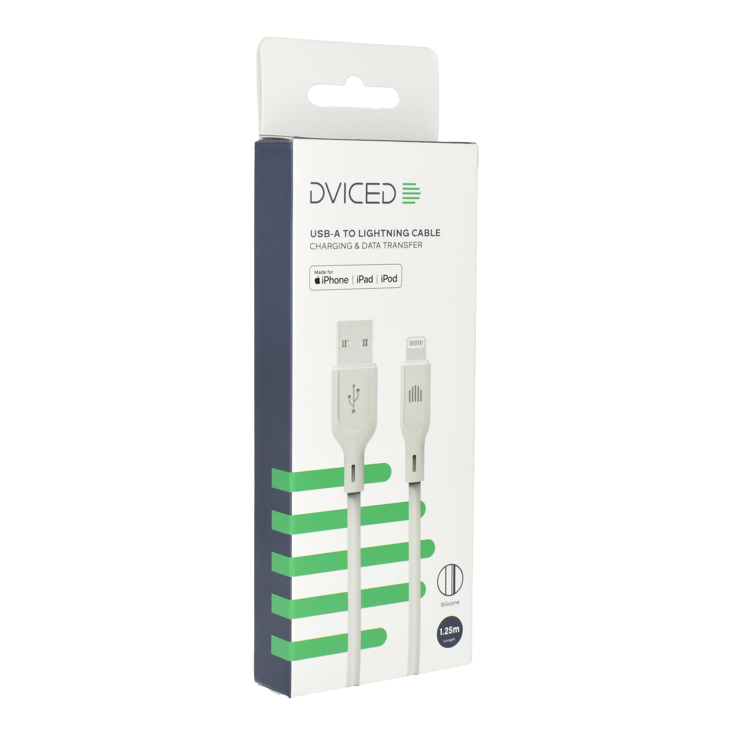 Dviced kabl USB-A na Lightning silicone 1,25m - White