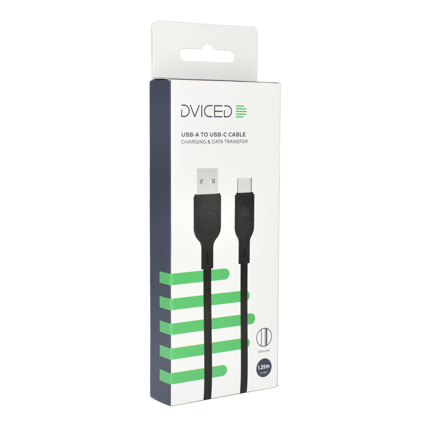 Dviced kabl USB-A na USB-C silicone 1,25m - Black