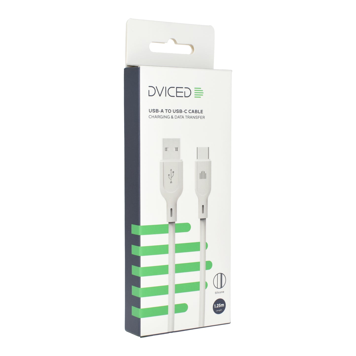 Dviced kabl USB-A na USB-C silicone 1,25m - White