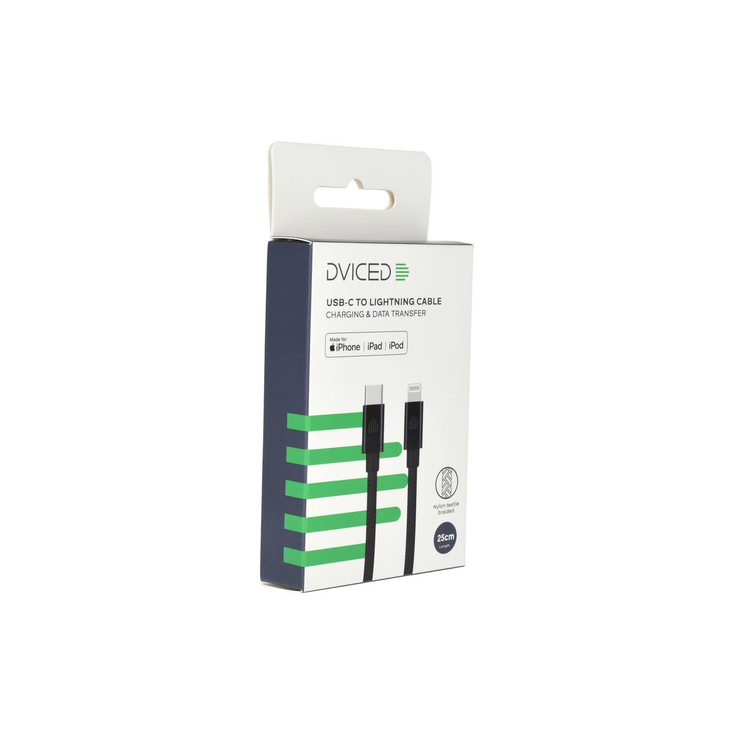 Dviced kabl USB-C na Lightning Nylon Textile 0,25m - Black