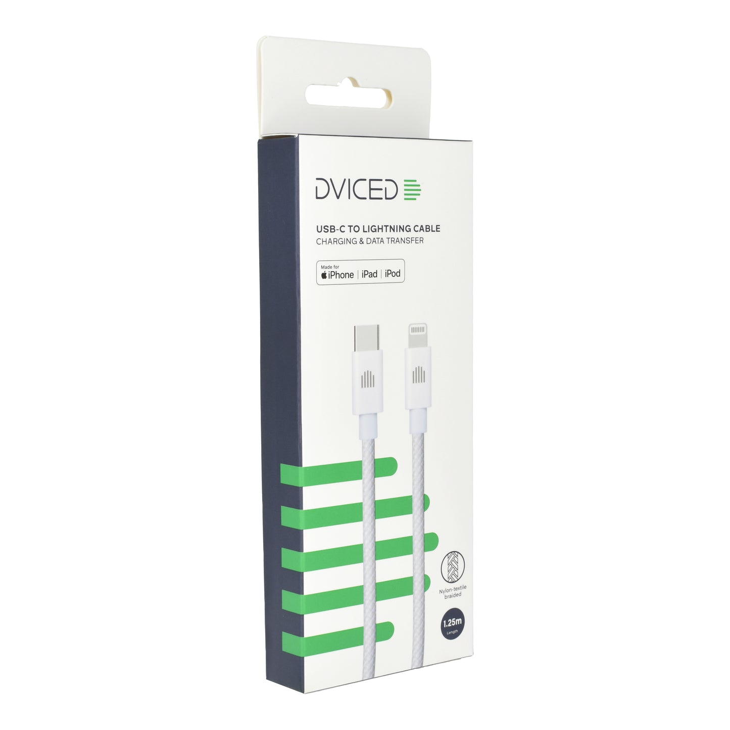 Dviced kabl USB-C na Lightning Nylon Textile 1,25m - White