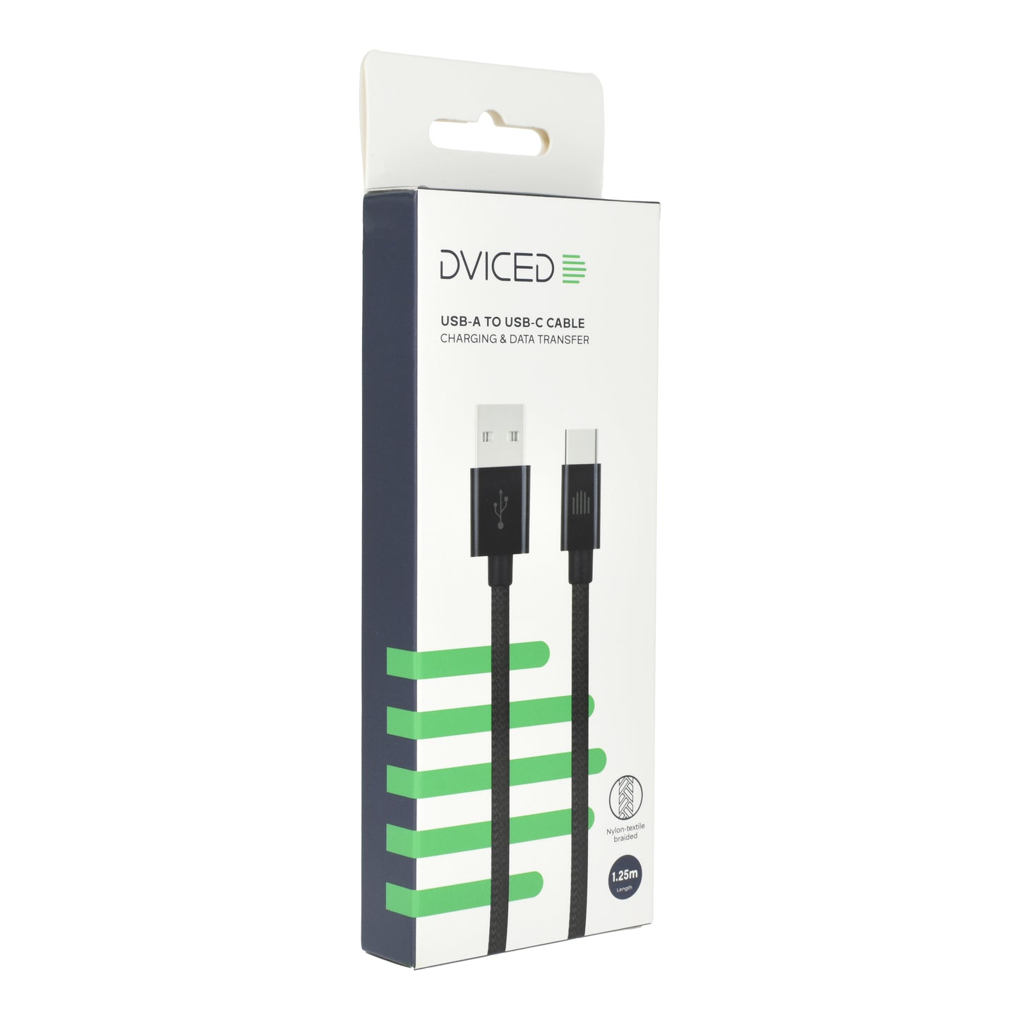 Dviced kabl USB-A na USB-C Nylon Textile 1,25m - Black