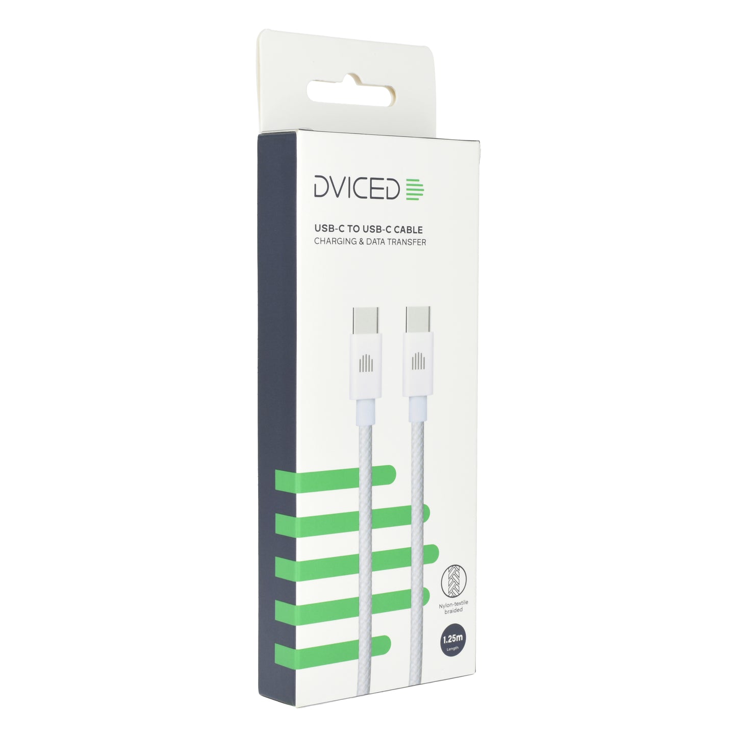 Dviced kabl USB-C na USB-C Nylon Textile 1,25m - White
