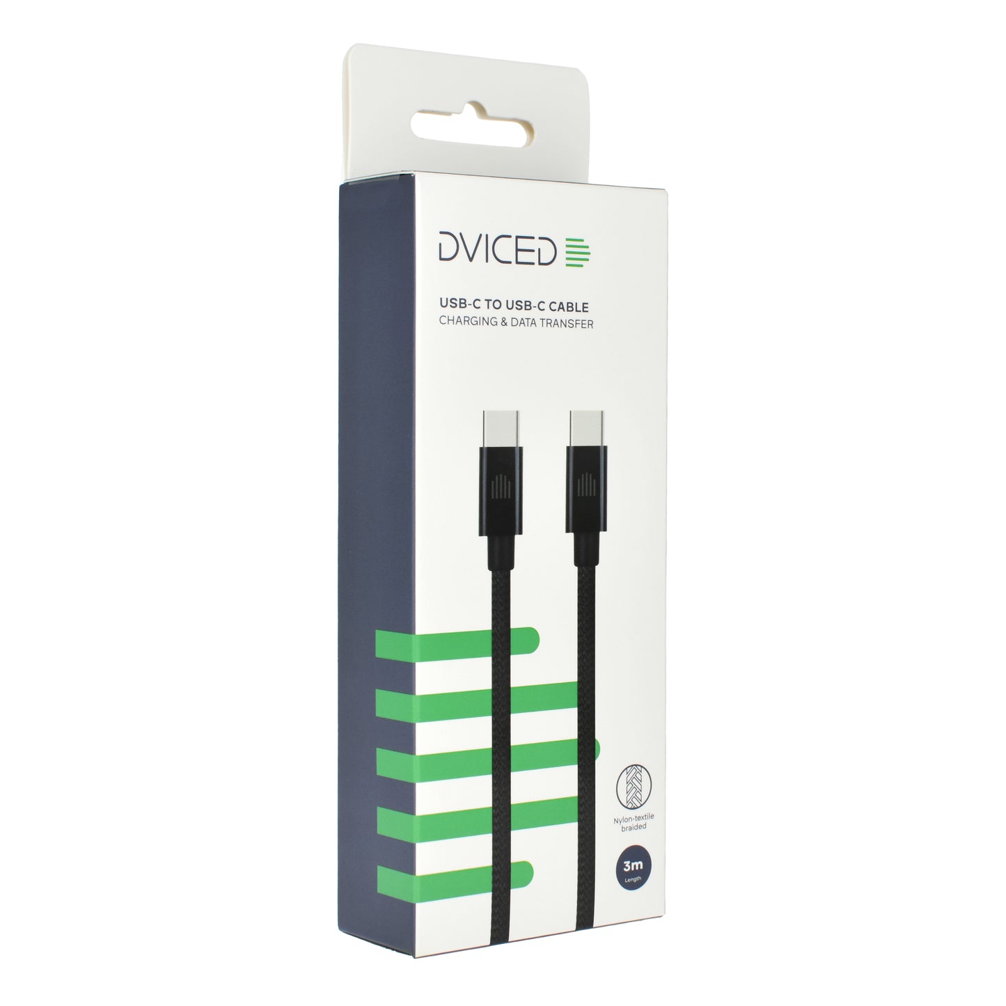Dviced kabl USB-C na USB-C Nylon Textile 3m - Black