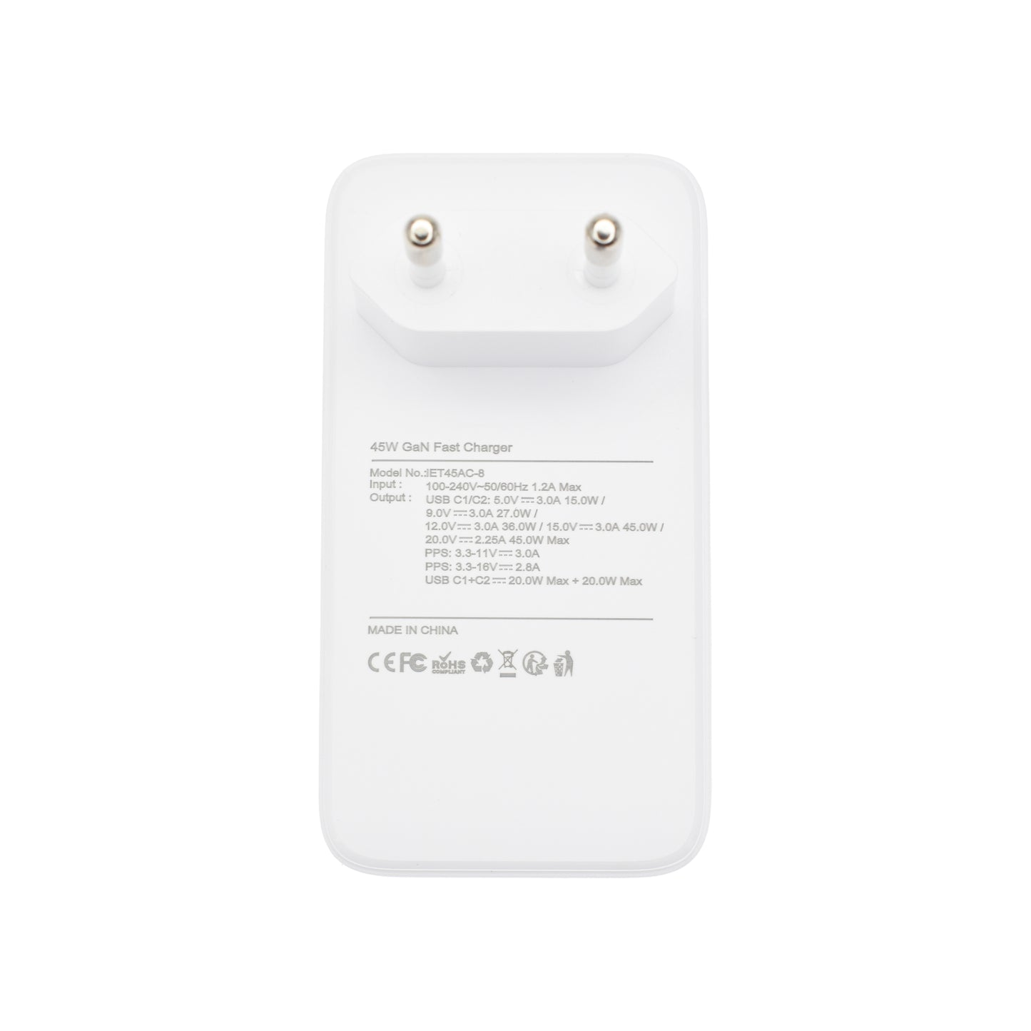 Dviced punjač 45W GaN CC EU - White