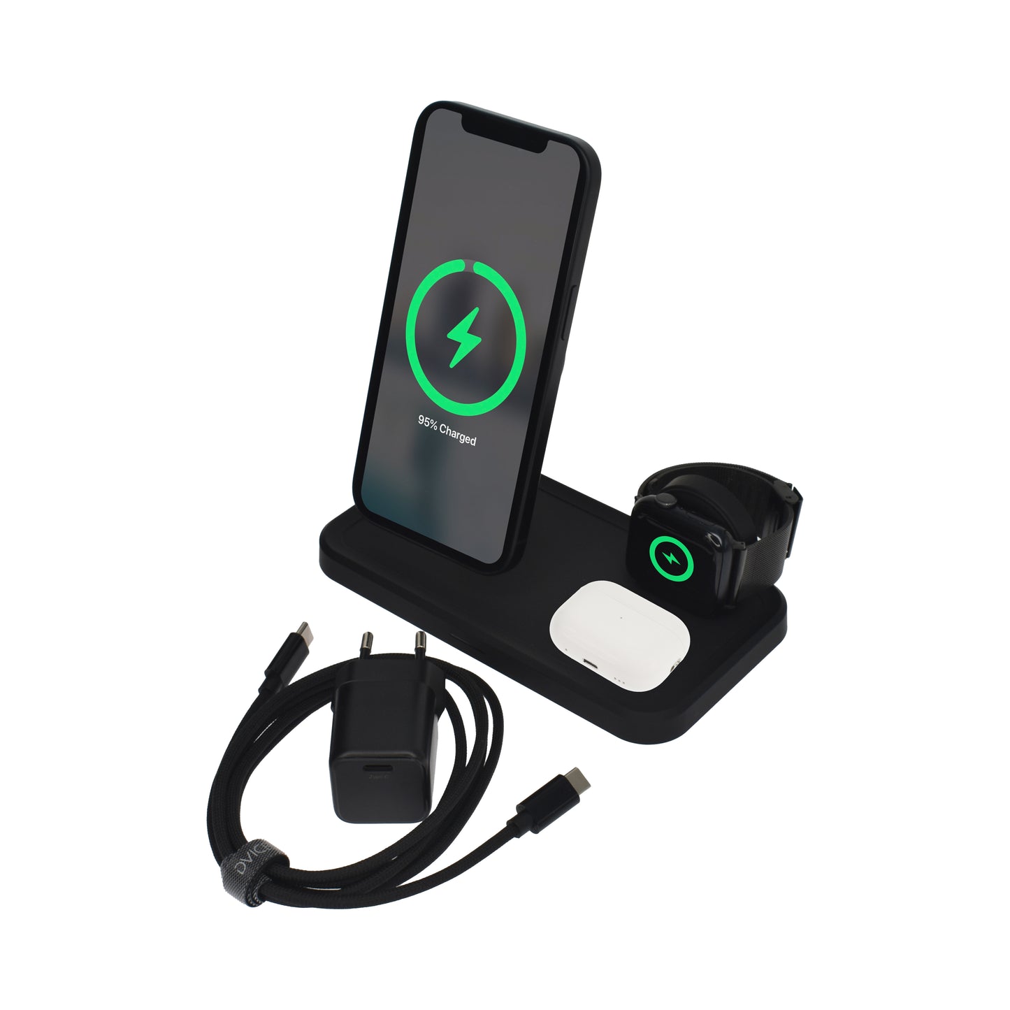 Dviced 3-u-1 magnetic bežični stand kabl punjač - Black