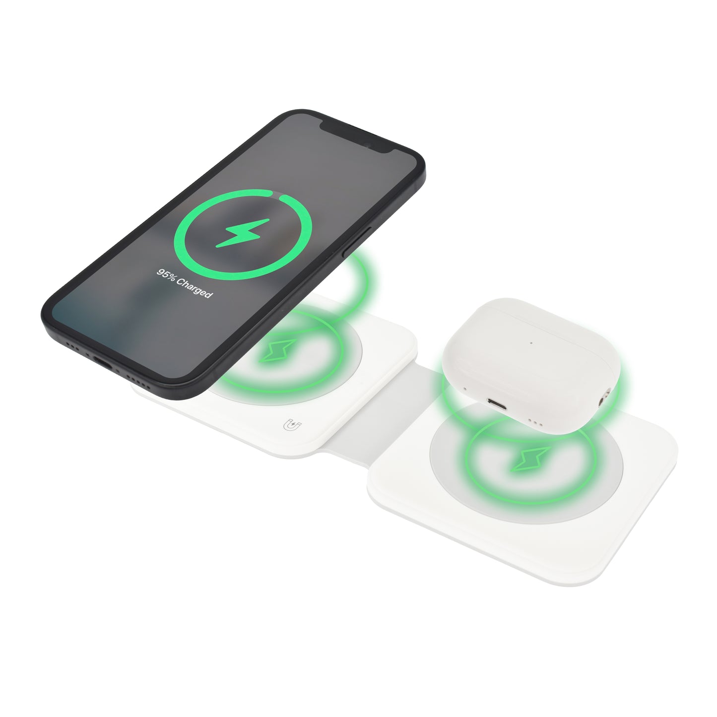 Dviced 2-u-1 preklopni magnetic bežični punjač - White