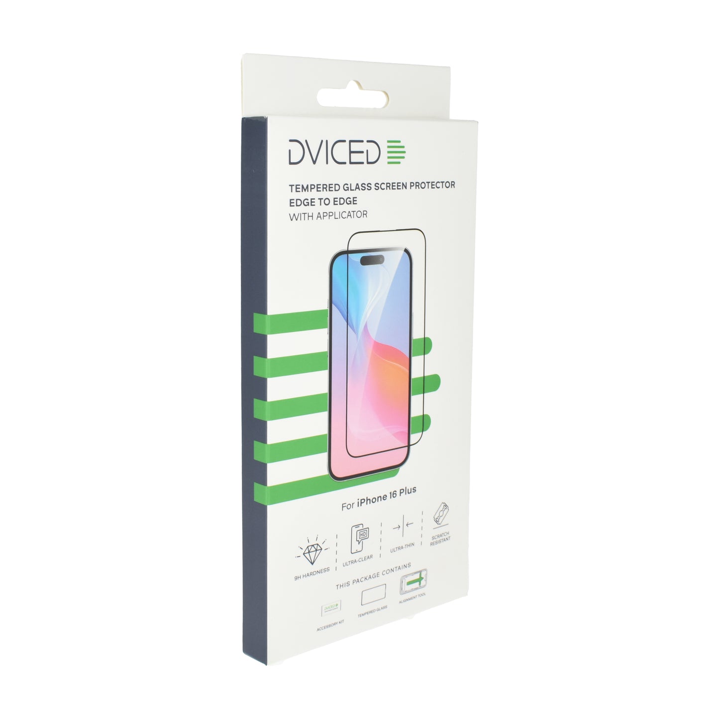 Dviced Tempered zaštitno staklo od ivice do ivice za iPhone 16 Plus sa aplikatorom