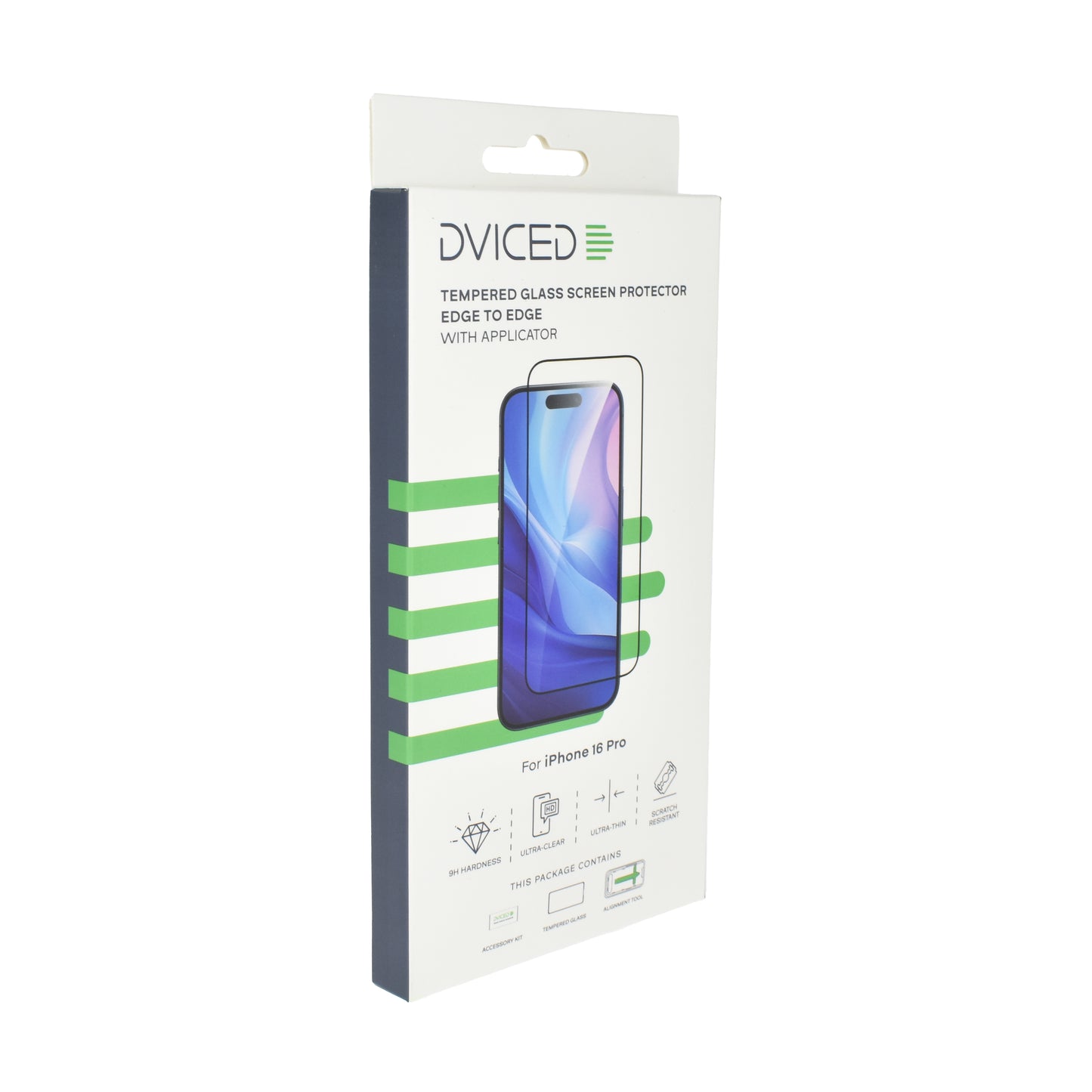 Dviced Tempered zaštitno staklo od ivice do ivice za iPhone 16 Pro sa aplikatorom