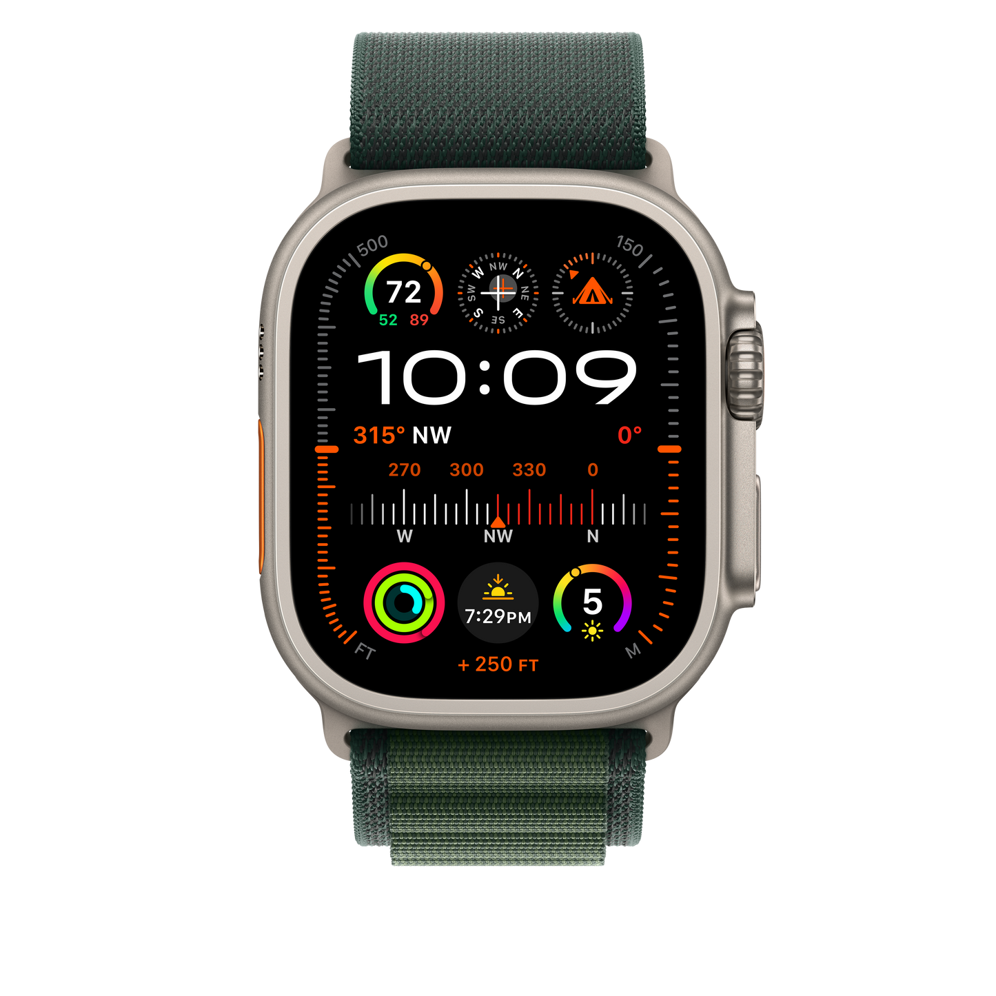 49mm Dark Green Alpine Loop - Medium - Natural Titanium Finish - iSTYLE RS