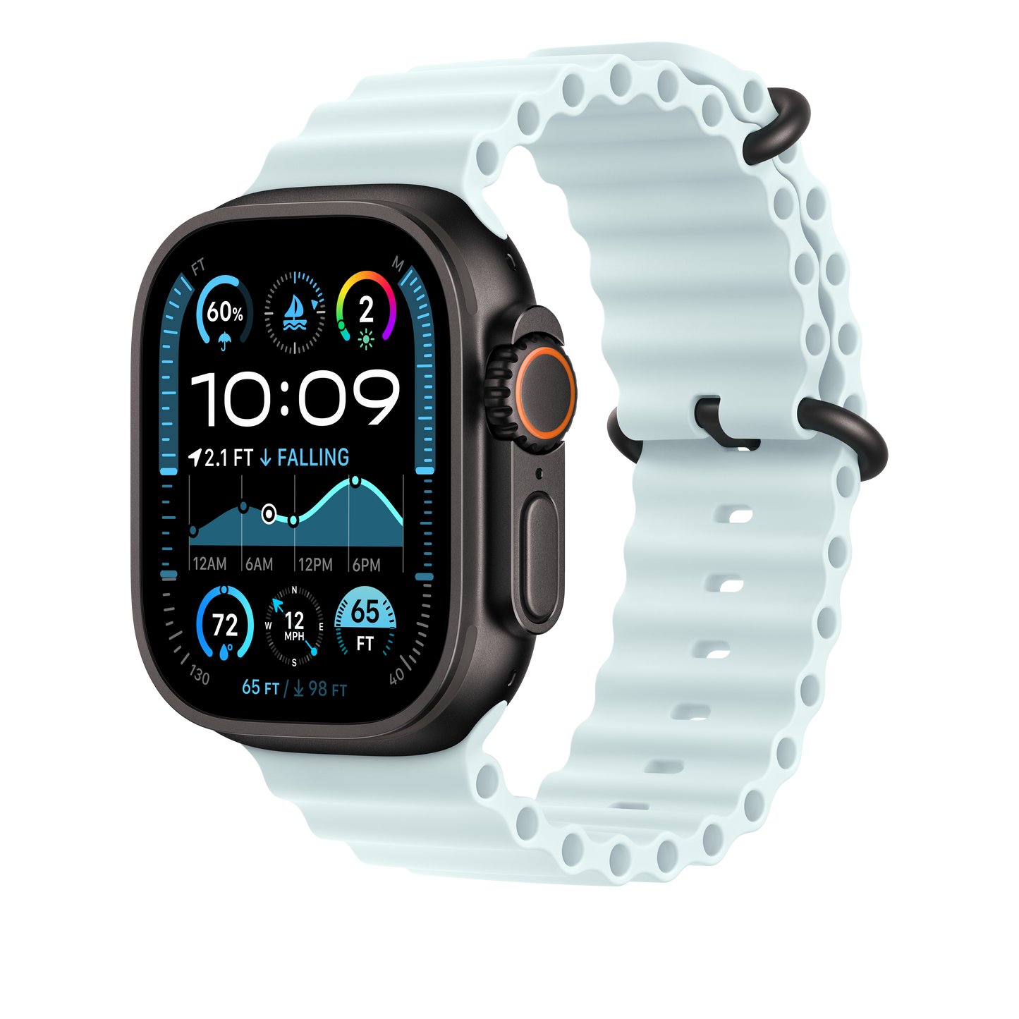 49mm Ice Blue Ocean Band - Black Titanium Finish - iSTYLE RS