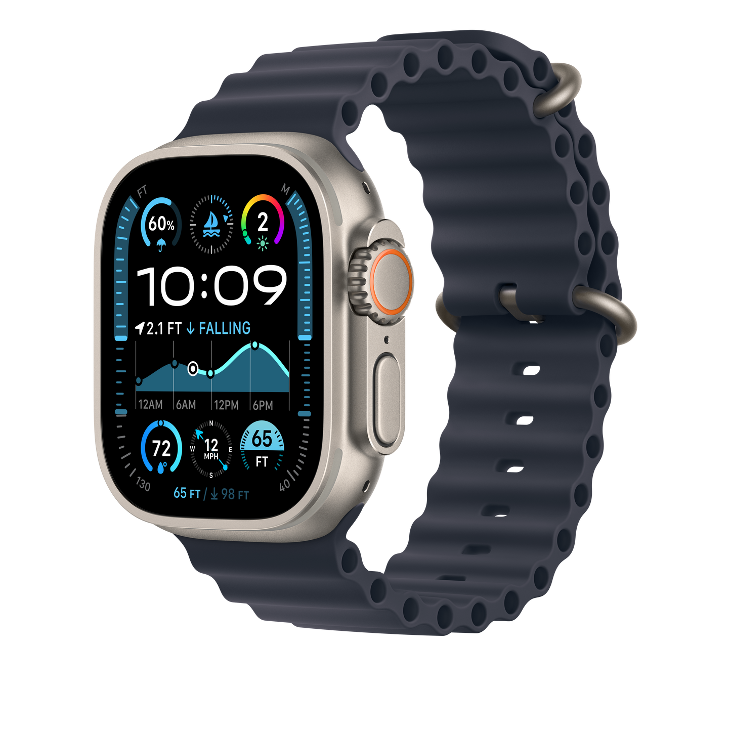 49mm Navy Ocean Band Extension - Natural Titanium Finish - iSTYLE RS