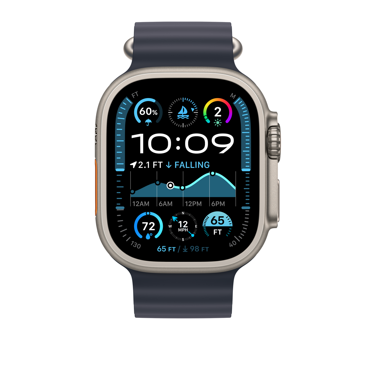49mm Navy Ocean Band Extension - Natural Titanium Finish - iSTYLE RS
