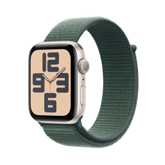 Apple Watch SE GPS 44mm Starlight Aluminium Case with Lake Green Sport Loop - iSTYLE RS