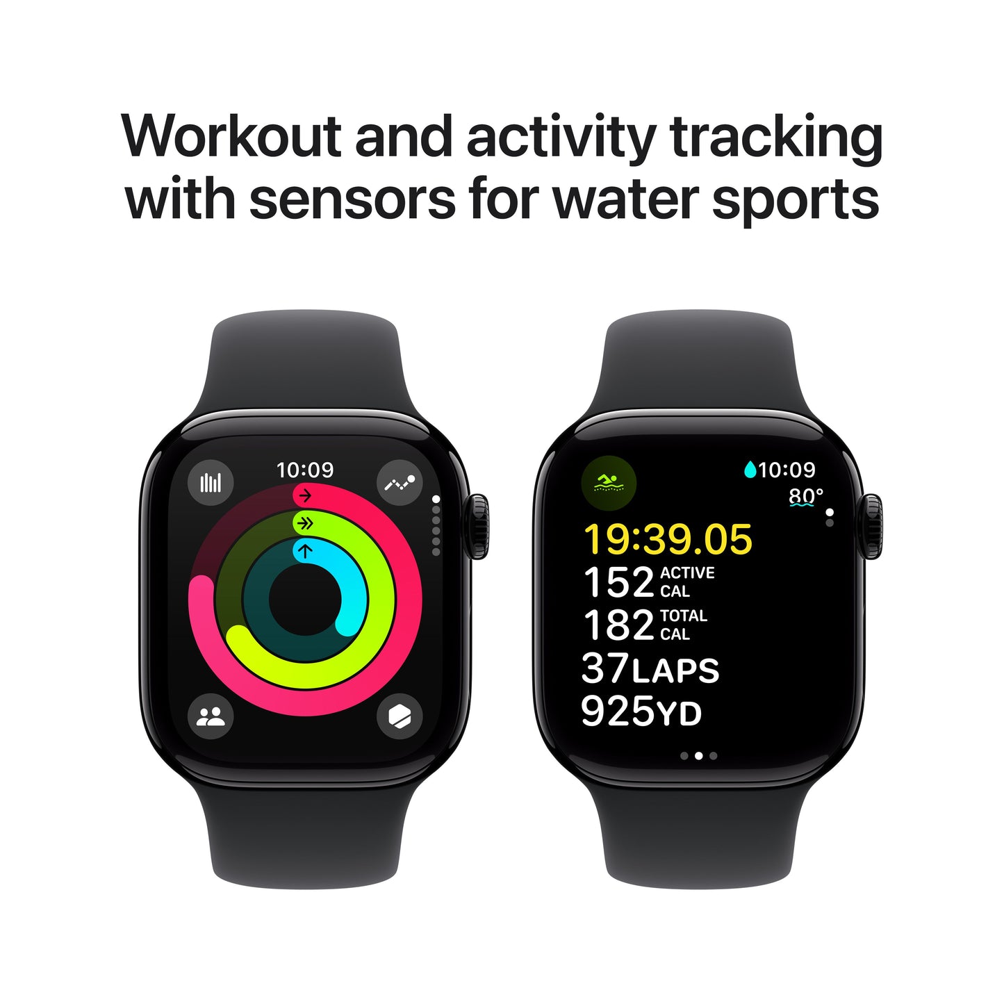 Apple Watch Series 10 GPS 42mm Jet Black Aluminium Case with Black Sport Band - S/M - iSTYLE RS