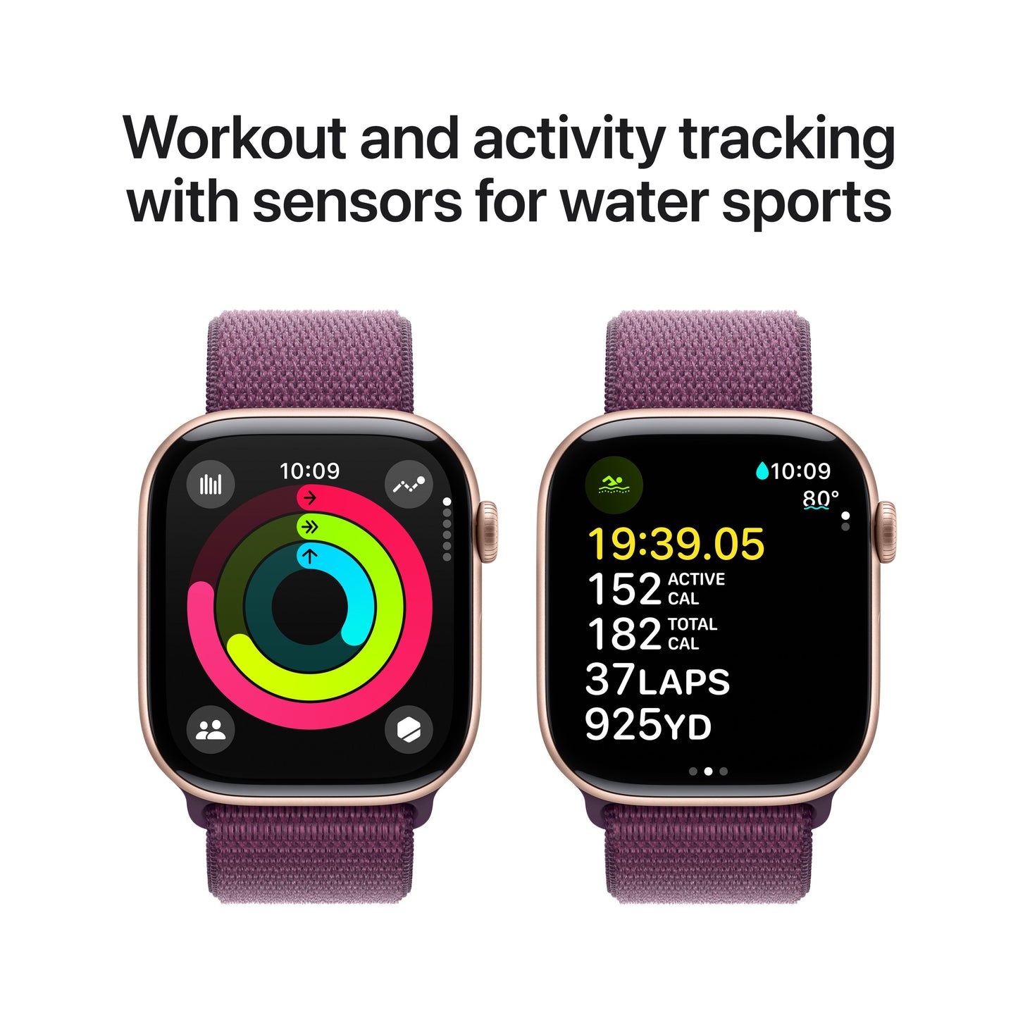 Apple Watch Series 10 GPS 46mm Rose Gold Aluminium Case with Plum Sport Loop - iSTYLE RS