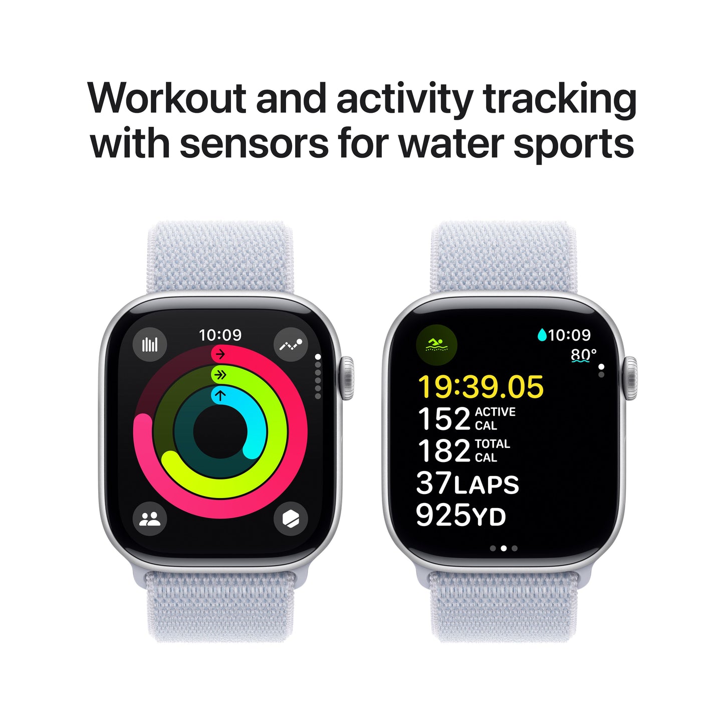 Apple Watch Series 10 GPS 46mm Silver Aluminium Case with Blue Cloud Sport Loop - iSTYLE RS