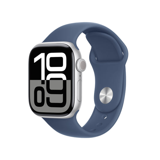 Apple Watch Series 10 GPS 42mm Silver Aluminium Case with Denim Sport Band - S/M - iSTYLE RS
