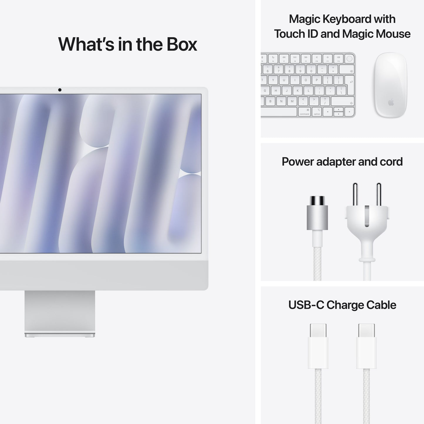 24-inčni iMac M4 sa 4,5K Retina displejom, 10-jezgarnim CPU-om, 10-jezgarnim GPU-om, 24GB objedinjene memorije i 512GB SSD - Silver - iSTYLE RS