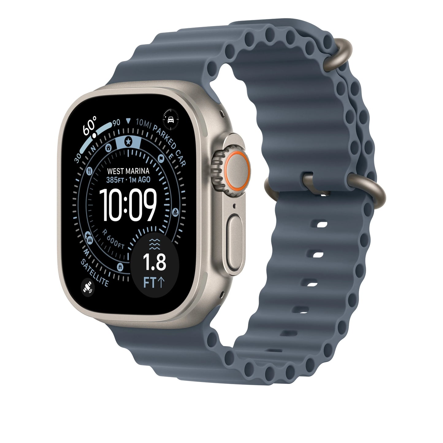 49mm Anchor Blue Ocean Band - Natural Titanium Finish - iSTYLE RS