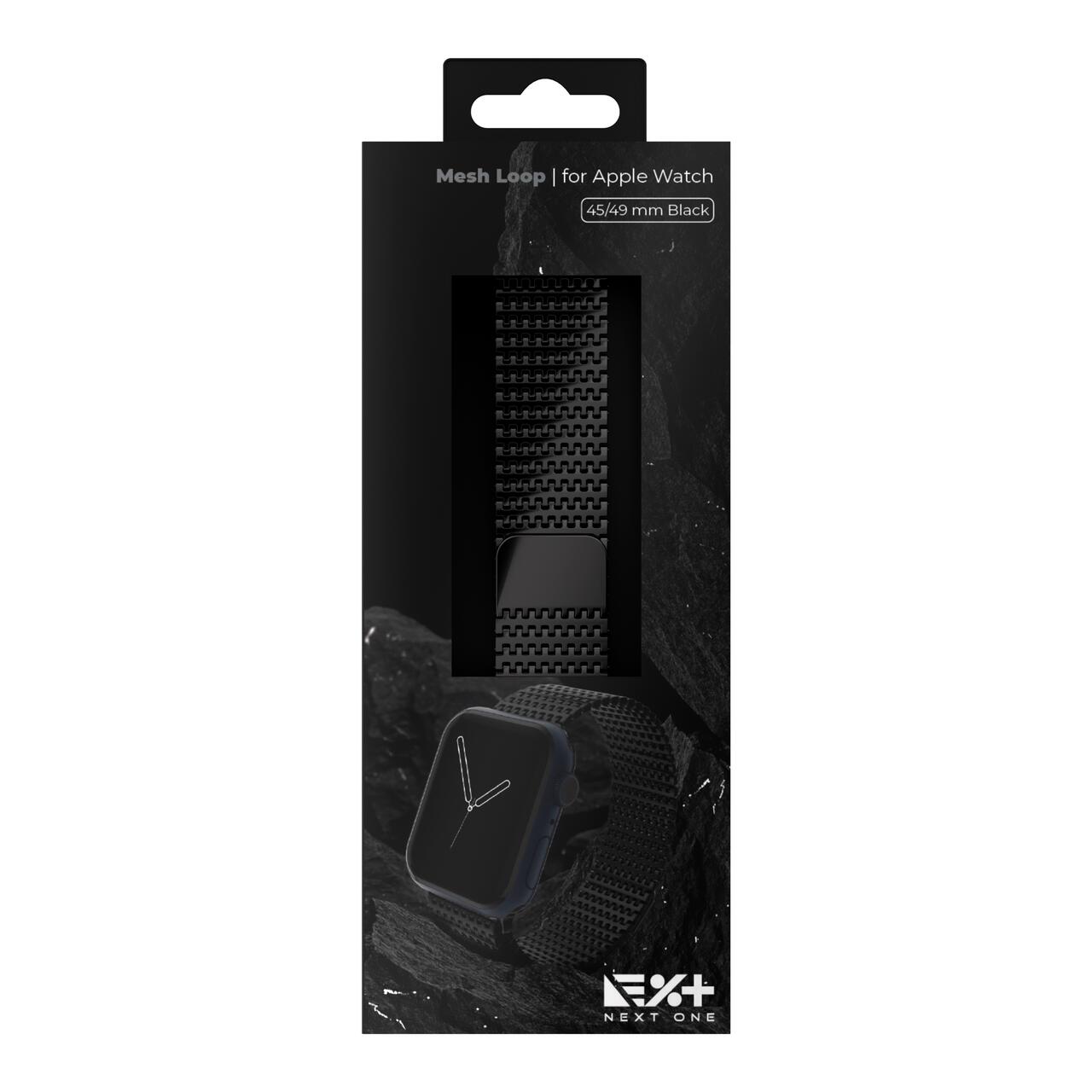 CUREA METALICA MESH NEXT ONE PENTRU APPLE WATCH 45/49MM, Negru - iSTYLE RS
