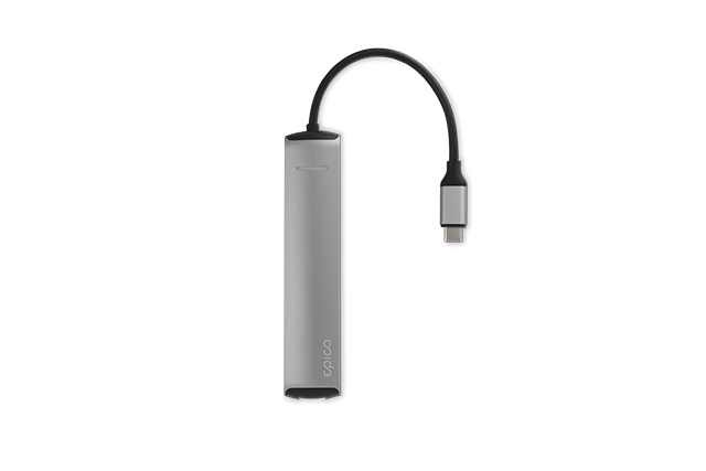 Epico Type-C Hub SLIM 4K HDMI & Ethernet - silver, black cable - iSTYLE RS