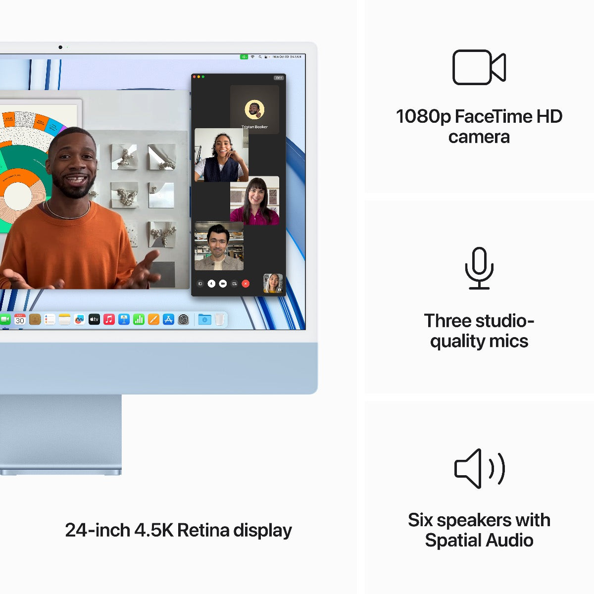 24-inčni iMac M3 sa 4,5K Retina displejom, 8-jezgarnim CPU-om, 10-jezgarnim GPU-om, 8GB objedinjene memorije i 256GB SSD-om - Blue - iSTYLE RS
