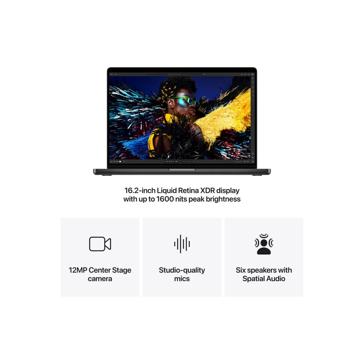 16-inčni MacBook Pro M4 Pro sa 14-jezgarnim CPU-om i 20-jezgarnim GPU-om, 24GB objedinjene memorije i 512GB SSD-om - Space Black - iSTYLE RS