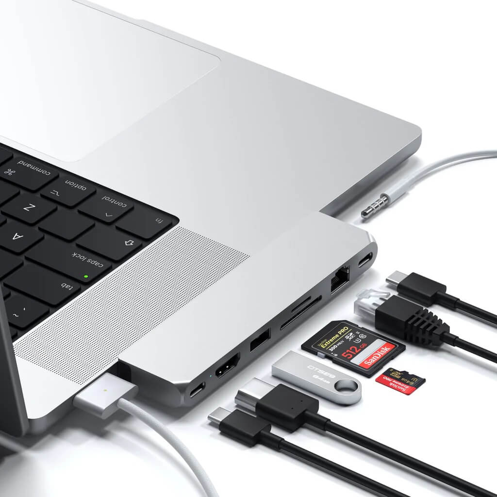 Satechi Pro Hub Max (1xUSB4,1x HDMI 4K 60Hz,1xUSB-A3.0,1x micro/SD,1xEthernet,1xUSB-C,1xAudio) - Silver - iSTYLE RS