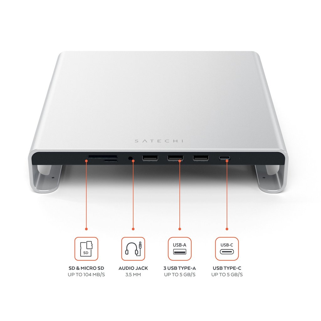 Satechi Aluminum Monitor Stand Hub za iMac - Silver - iSTYLE RS