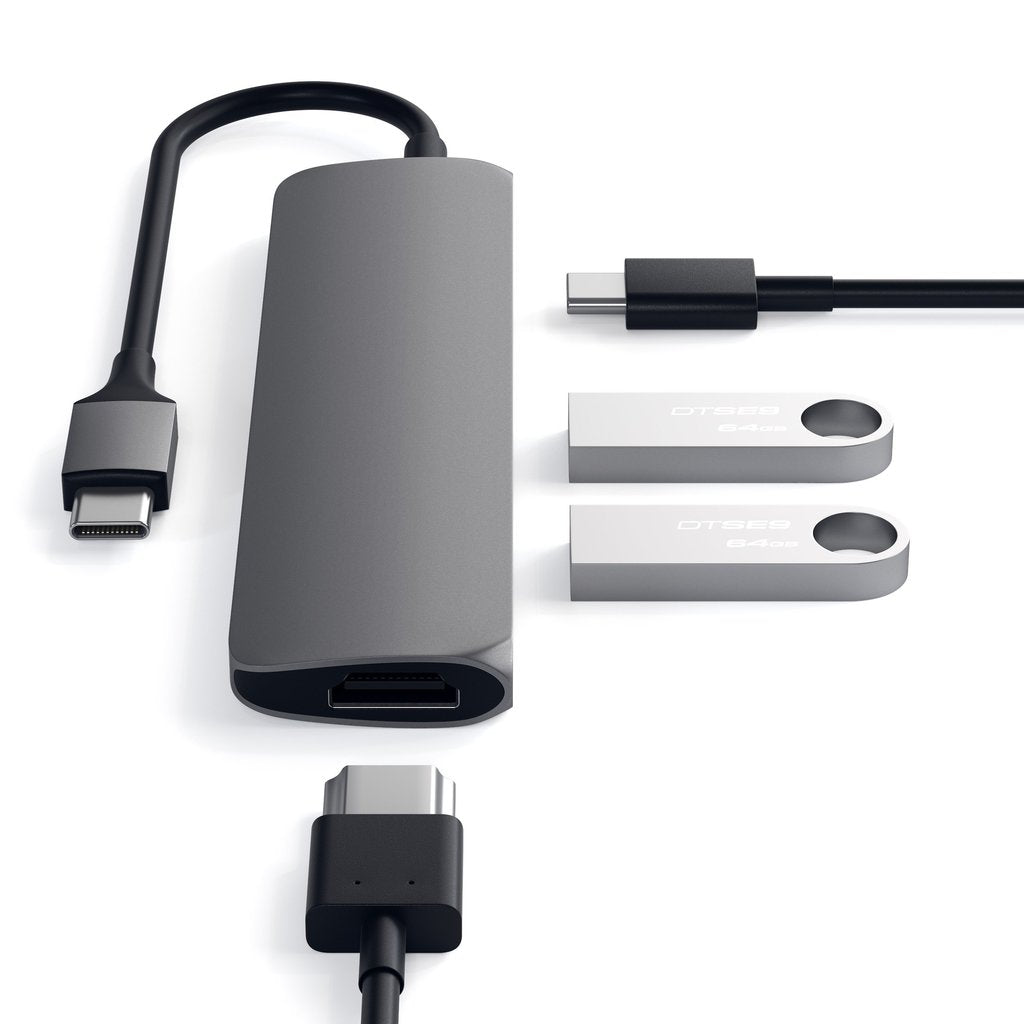 TYPE-C SLIM MULTI-PORT ADAPTER 4K - SPACE GRAY - iSTYLE RS