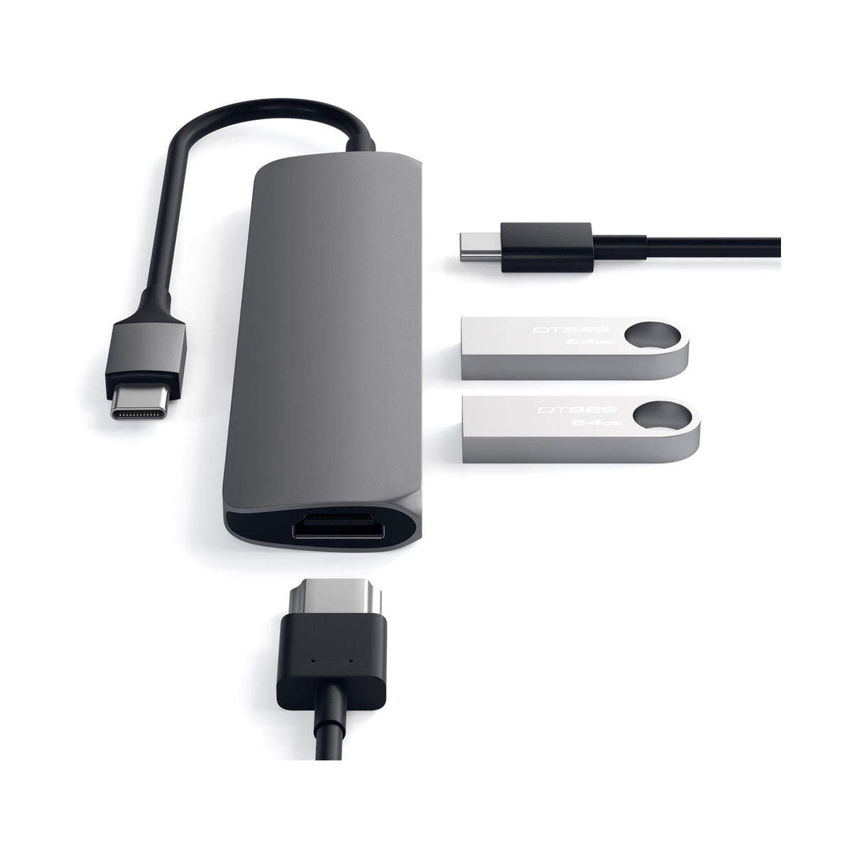 TYPE-C SLIM MULTI-PORT ADAPTER 4K - SPACE GRAY - iSTYLE RS