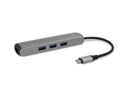 Epico Type-C Hub SLIM 4K HDMI & Ethernet - silver, black cable - iSTYLE RS