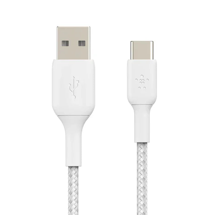 Belkin BOOST CHARGE USB-A to USB-C Cable, Braided - 1M - White - iSTYLE RS