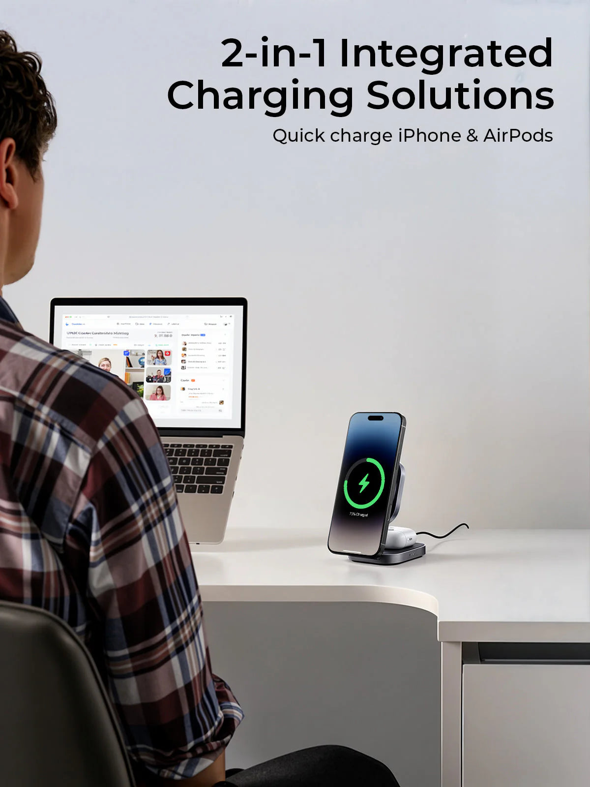 AUKEY MagFusion L 2-in-1 Foldable Qi2 Magnetic Fast Wireless Charging Station
