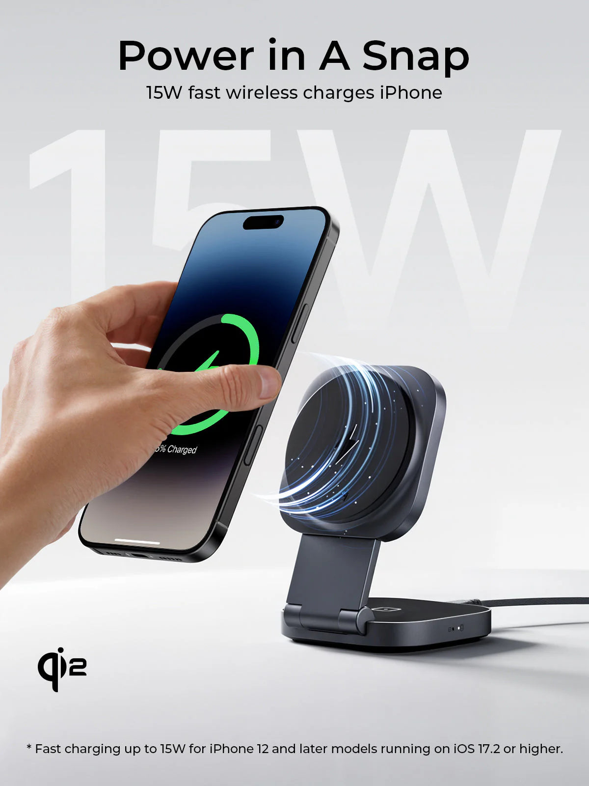 AUKEY MagFusion L 2-in-1 Foldable Qi2 Magnetic Fast Wireless Charging Station