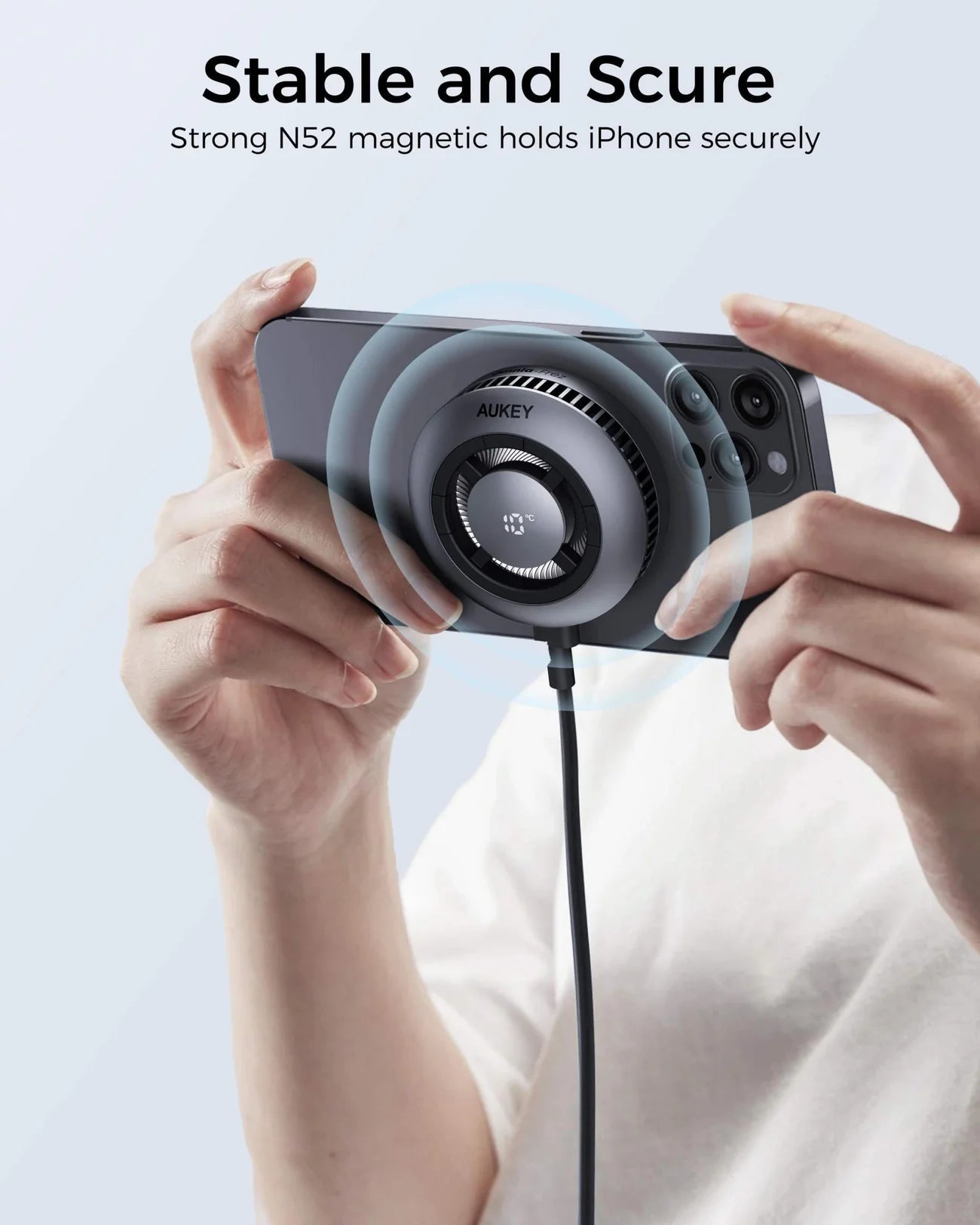 AUKEY MagFusion GameFrost Qi2 Magnetic Fast Wireless Charging Active Cooling
