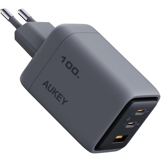 AUKEY Comet Mix 3 100W PD 3-Port GaN Wall Charger with PPS for Laptop & Mobile Gray - iSTYLE.rs