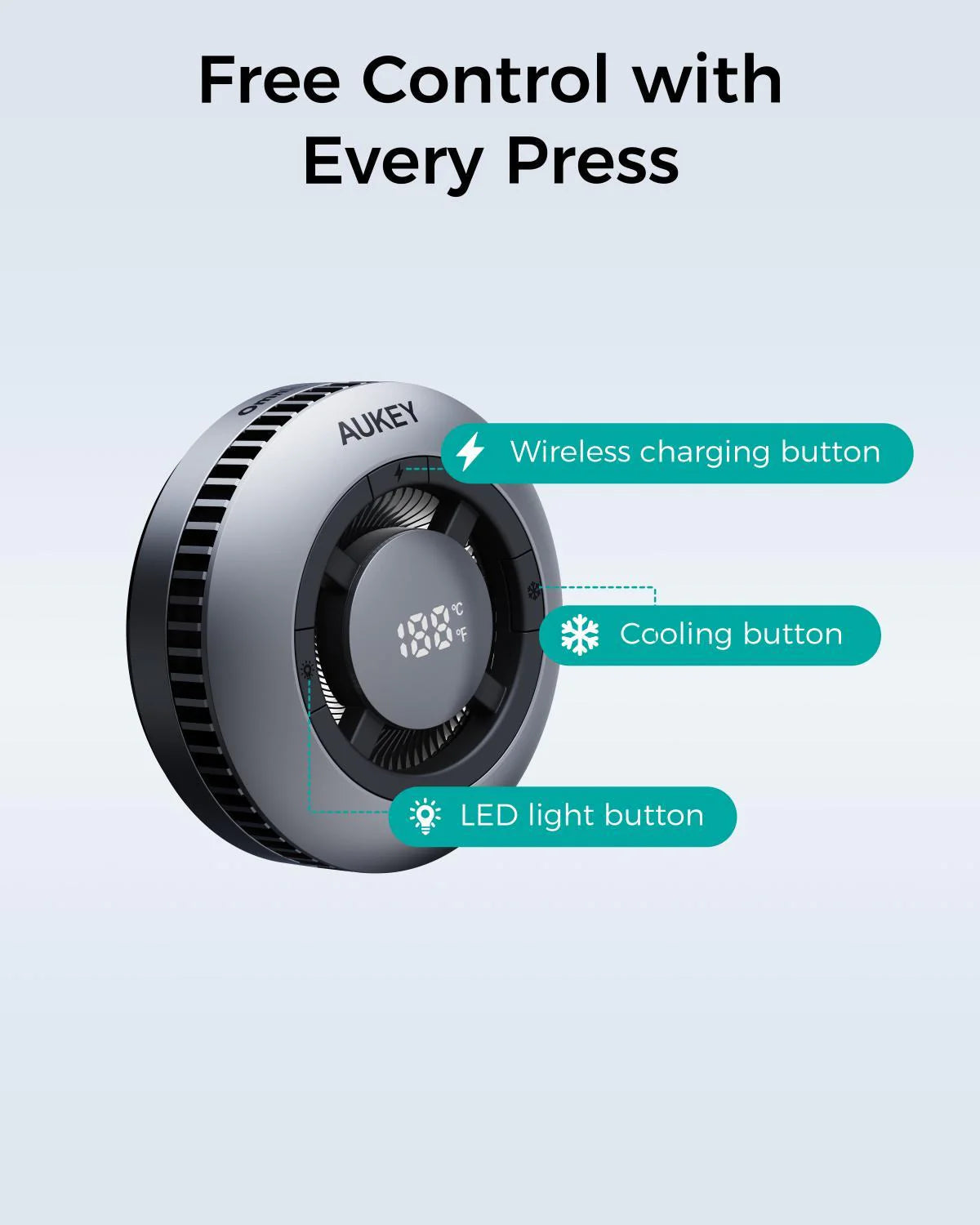 AUKEY MagFusion GameFrost Qi2 Magnetic Fast Wireless Charging Active Cooling