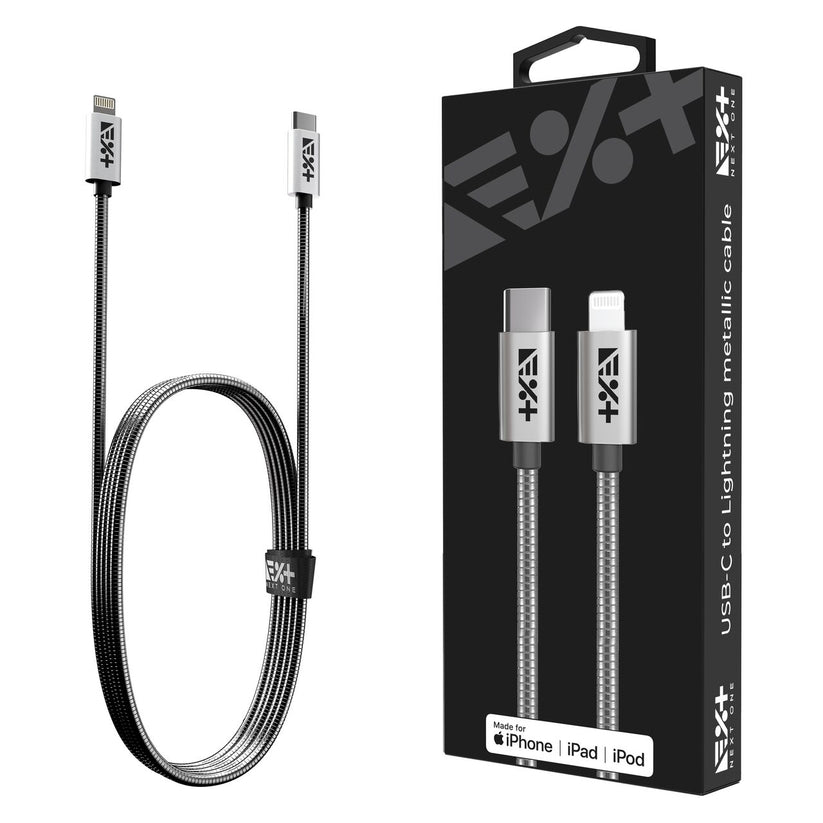 Next One SILVER USB-C TO LIGHTNING 1,2m METALLIC CABLE - iSTYLE RS