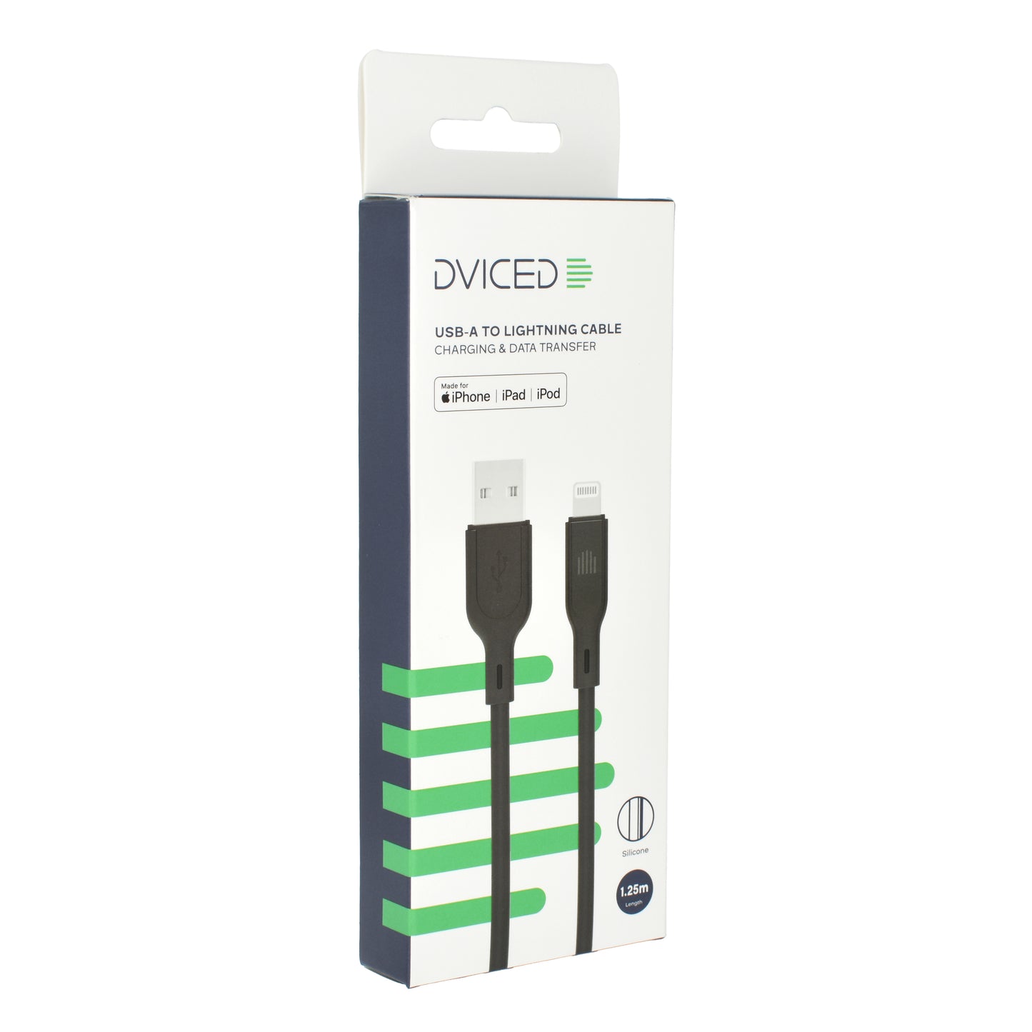 Dviced kabl USB-A na Lightning silicone 1,25m - Black