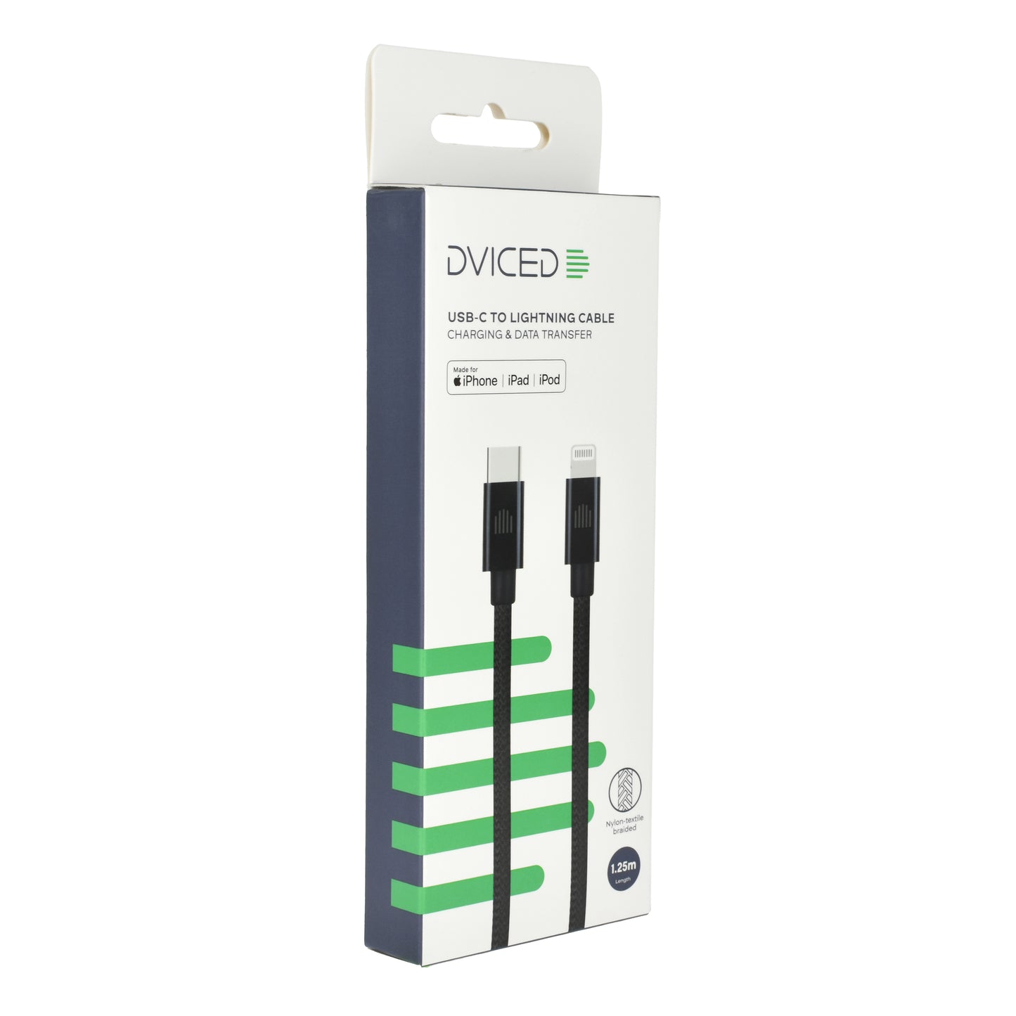 Dviced kabl USB-C na Lightning Nylon Textile 1,25m - Black