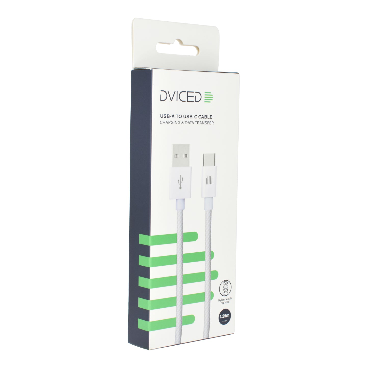 Dviced kabl USB-A na USB-C Nylon Textile 1,25m - White