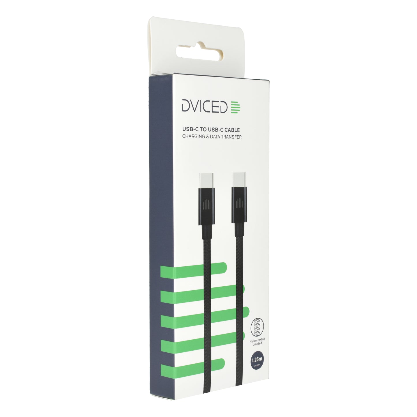 Dviced kabl USB-C na USB-C Nylon Textile 1,25m - Black