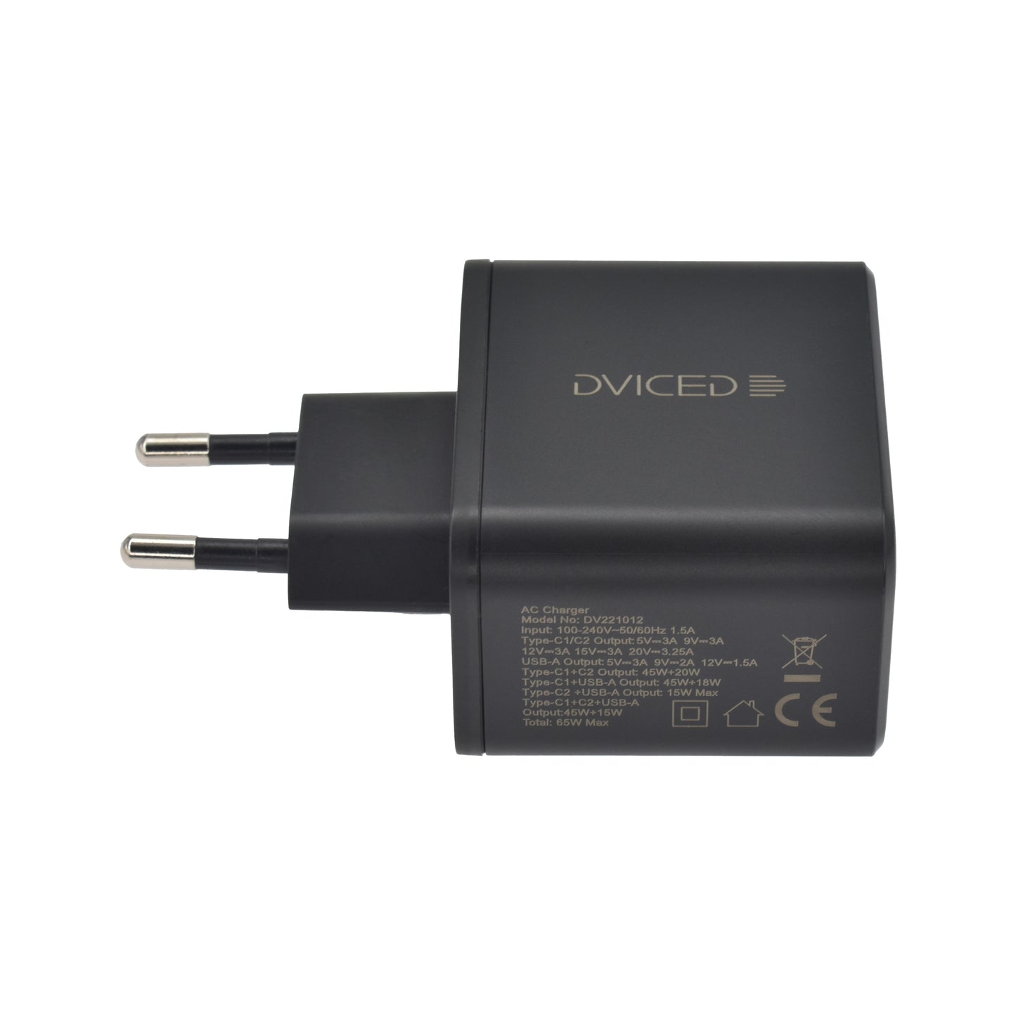 Dviced punjač 65W GaN 2C1A EU - Black