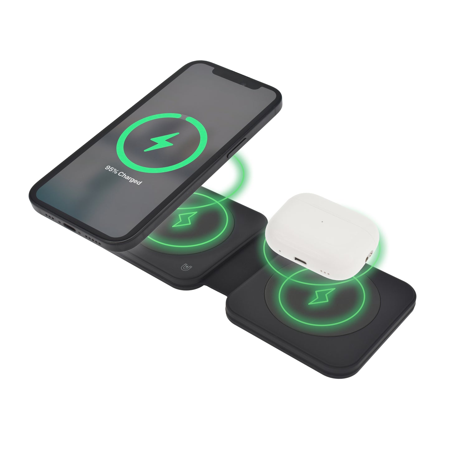 Dviced 2-u-1 preklopni magnetic bežični punjač - Black