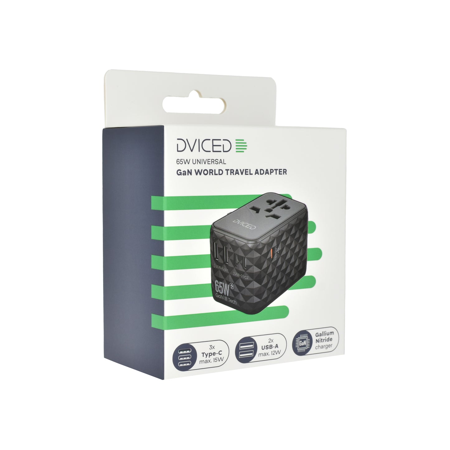 Dviced Univerzalni putni adapter 65W GaN - Black